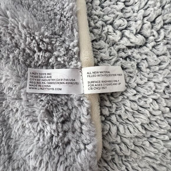 Linzy Elephant Baby Lovey Plush Rattle Gray Cream Security Blanket Fluffy 14" - Picture 10 of 10